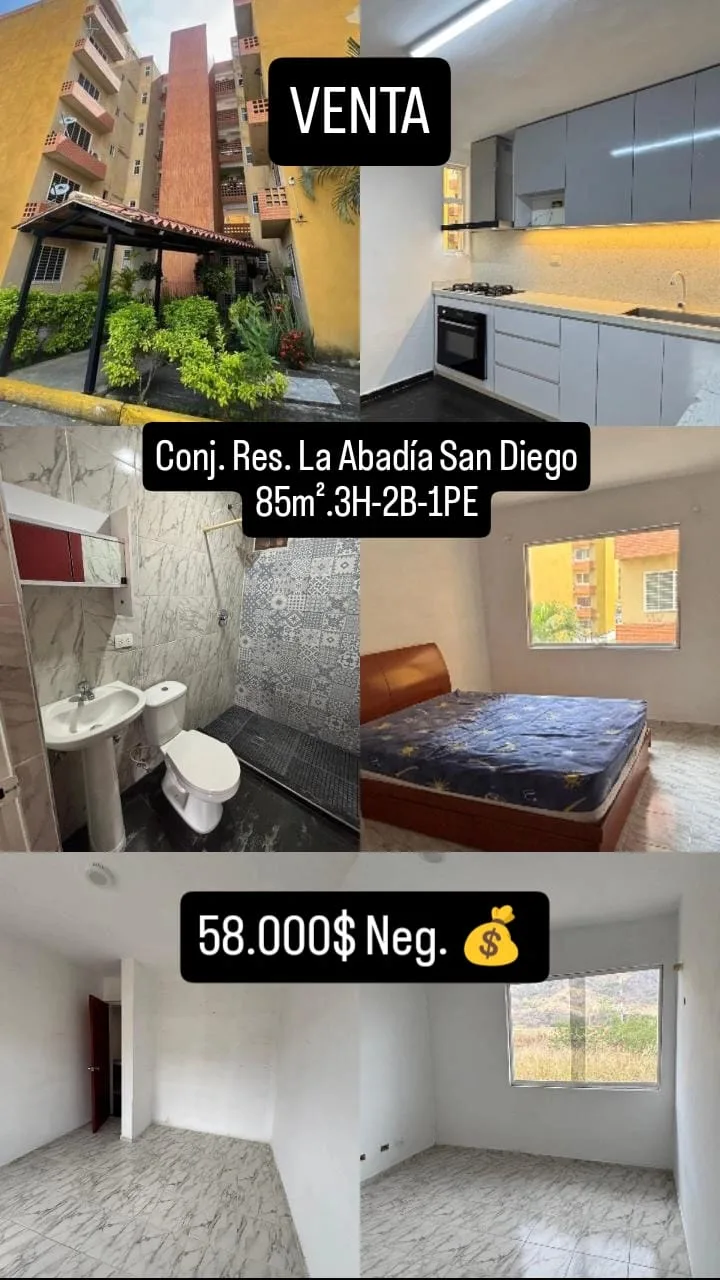 Apartamento en Venta en Conj. Res. La Abadía, San Diego — 3 hab 85m² — USD 58,000
