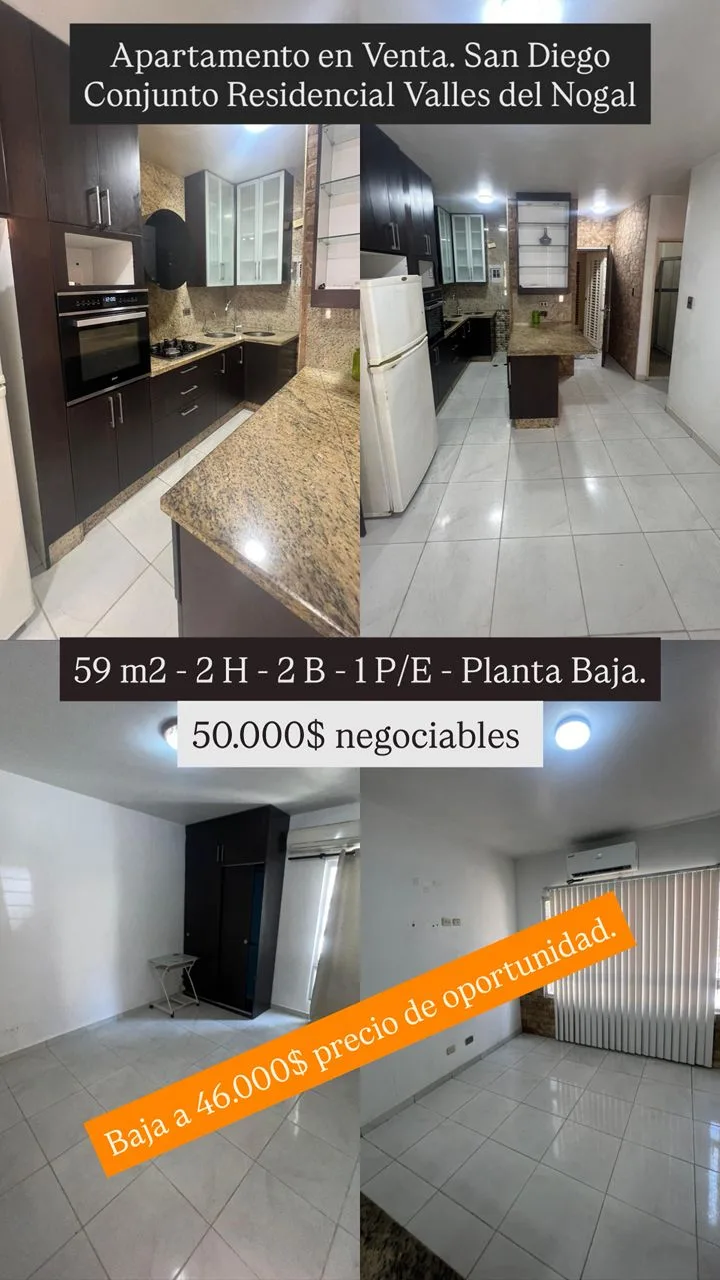 Apartamento en Venta en Conjunto Residencial Valles del Nogal — 2 hab 59m² — USD 50,000