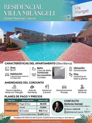 Apartamento en Conjunto Vacacional Villa Milangeli, 2da etapa Ciudad Flamingo Chichiriviche