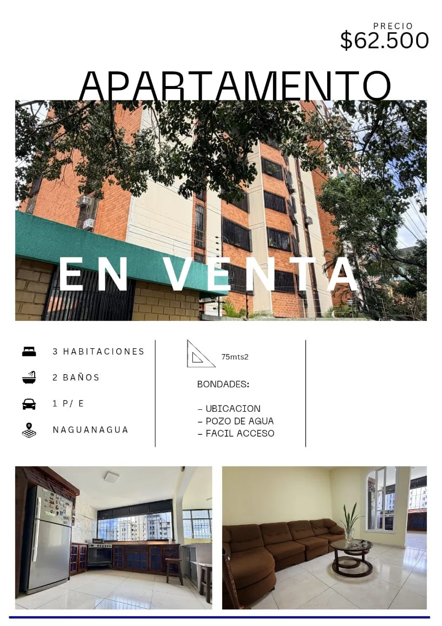 Apartamento en Venta en Naguanagua — 4 hab 75m² — USD 62,500