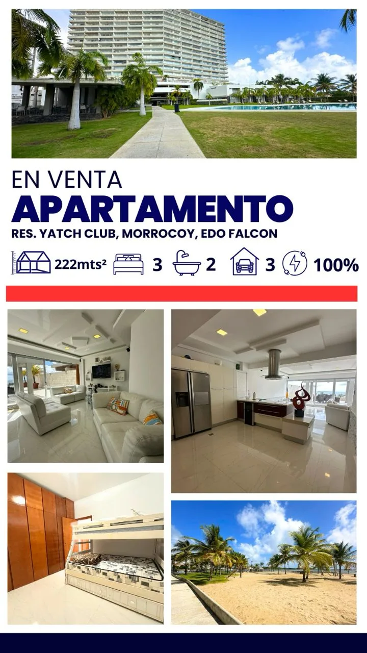 Apartamento en Venta en Yacht Club Morrocoy, Tucacas, Edo. Falcón — 3 hab 222m² — USD 1,200,000