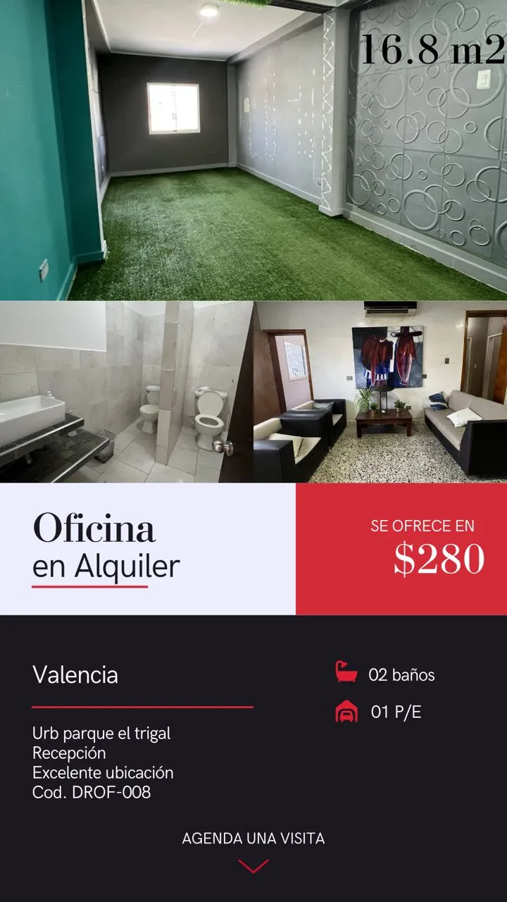 Oficina en Alquiler en Centro Urb Parque el Trigal, Valencia 16m² — USD 280