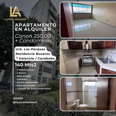 Apartamento en Res. Los Parques, Urb. Los Parques, Residencia Bucares, Valencia/Carabobo — USD 250