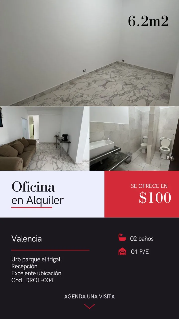 Oficina en Alquiler en Parque el Trigal, Valencia 6m² — USD 100