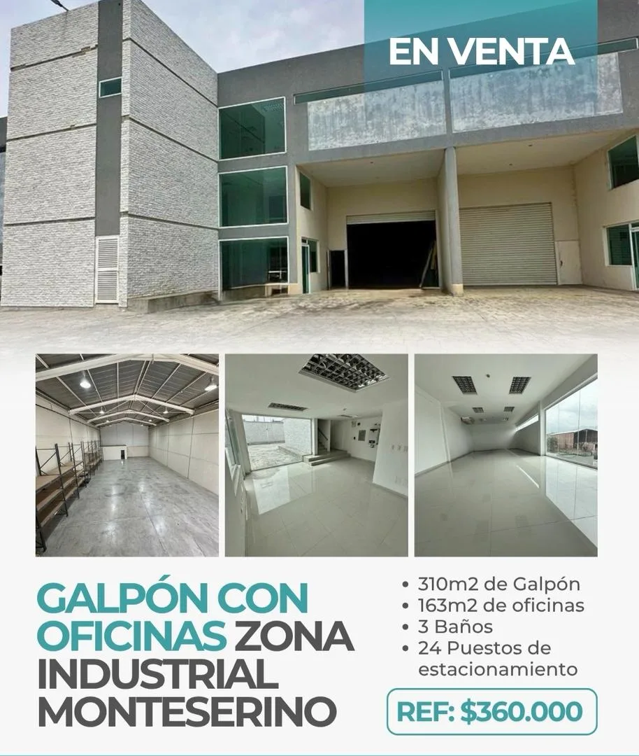 Galpón en Venta en Zona Industrial Monteserino 310m² — USD 360,000