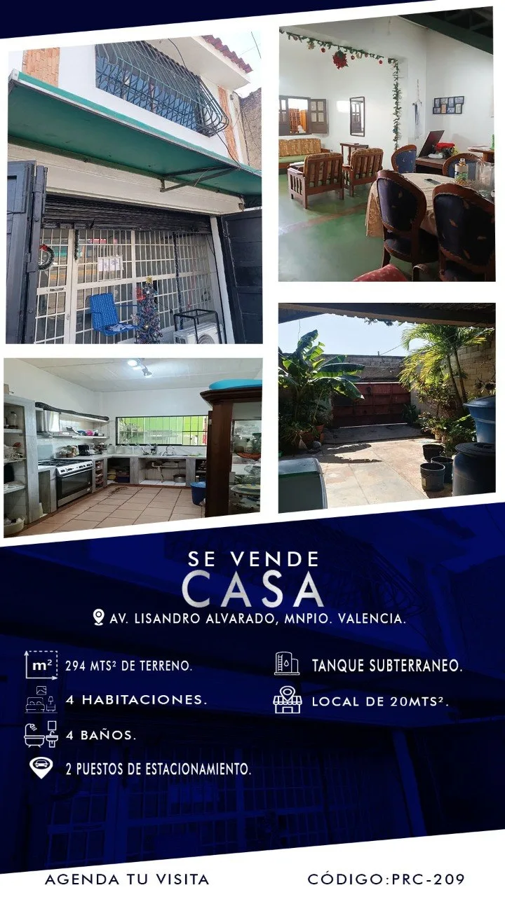 Casa en Venta en Av. Lisandro Alvarado, Valencia — 4 hab 294m² — USD 280,000
