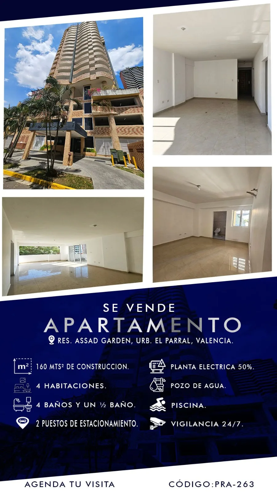 Apartamento en Venta en Residencias Assad Garden, Urb. El Parral, Valencia — 4 hab 160m² — USD 140,000