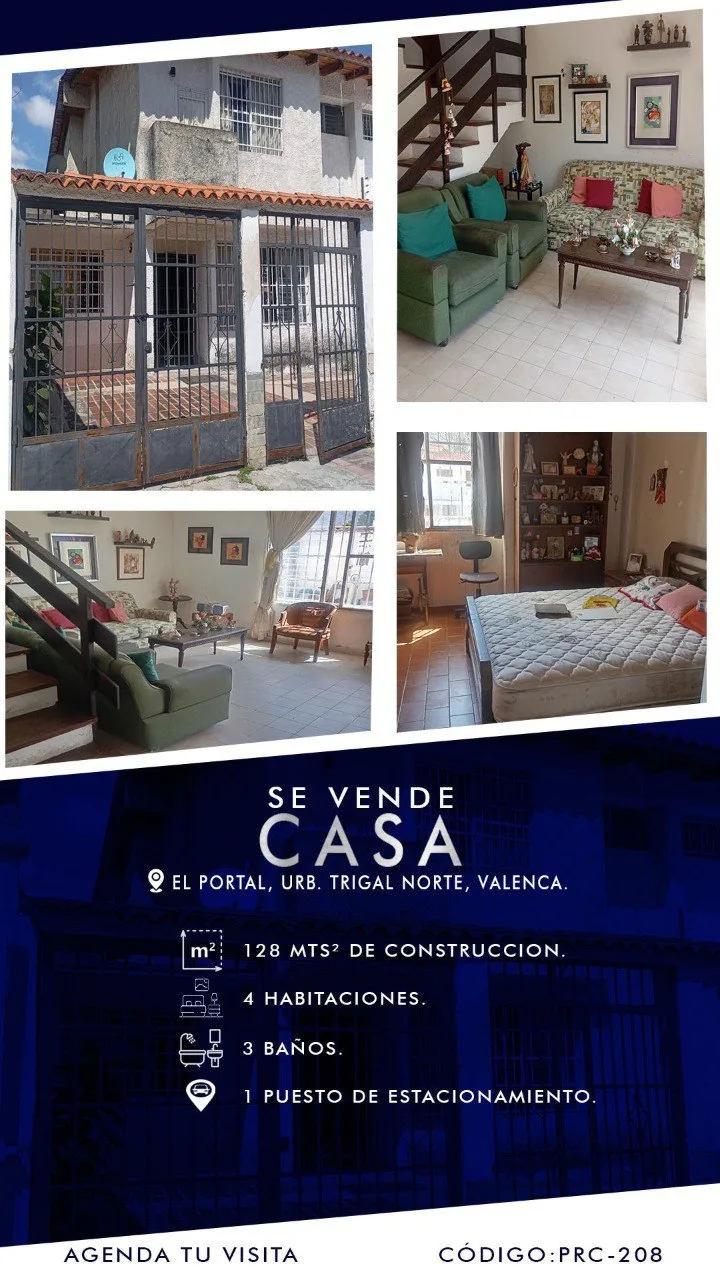 Casa en Venta en El Portal, Trigal Norte, Valenca — 4 hab 128m² — USD 75,000