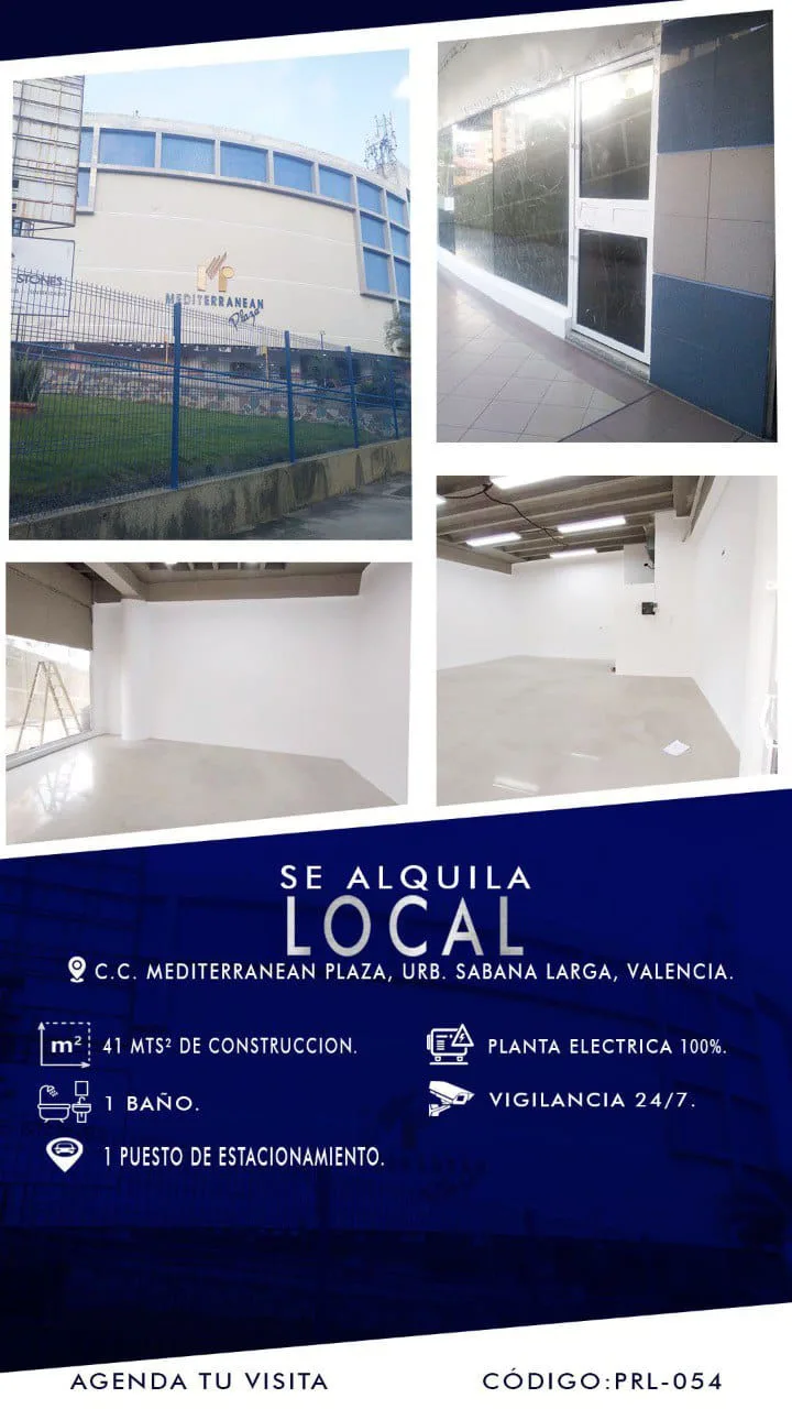 Local en Alquiler en C.C. Mediterránea Plaza, Sabana Larga 41m² — USD 280