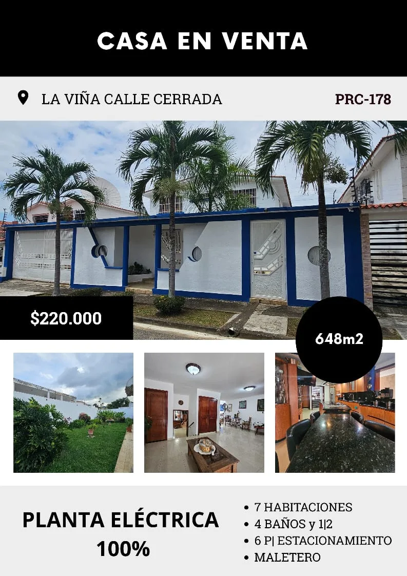 Casa en Venta en La viña — 7 hab 648m² — USD 220,000