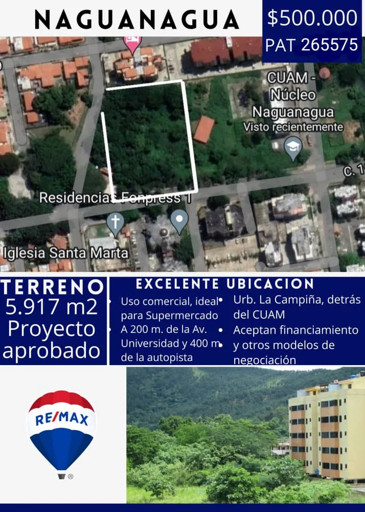 Terreno en Venta en NAGUANAGUA 5917m² — USD 500,000