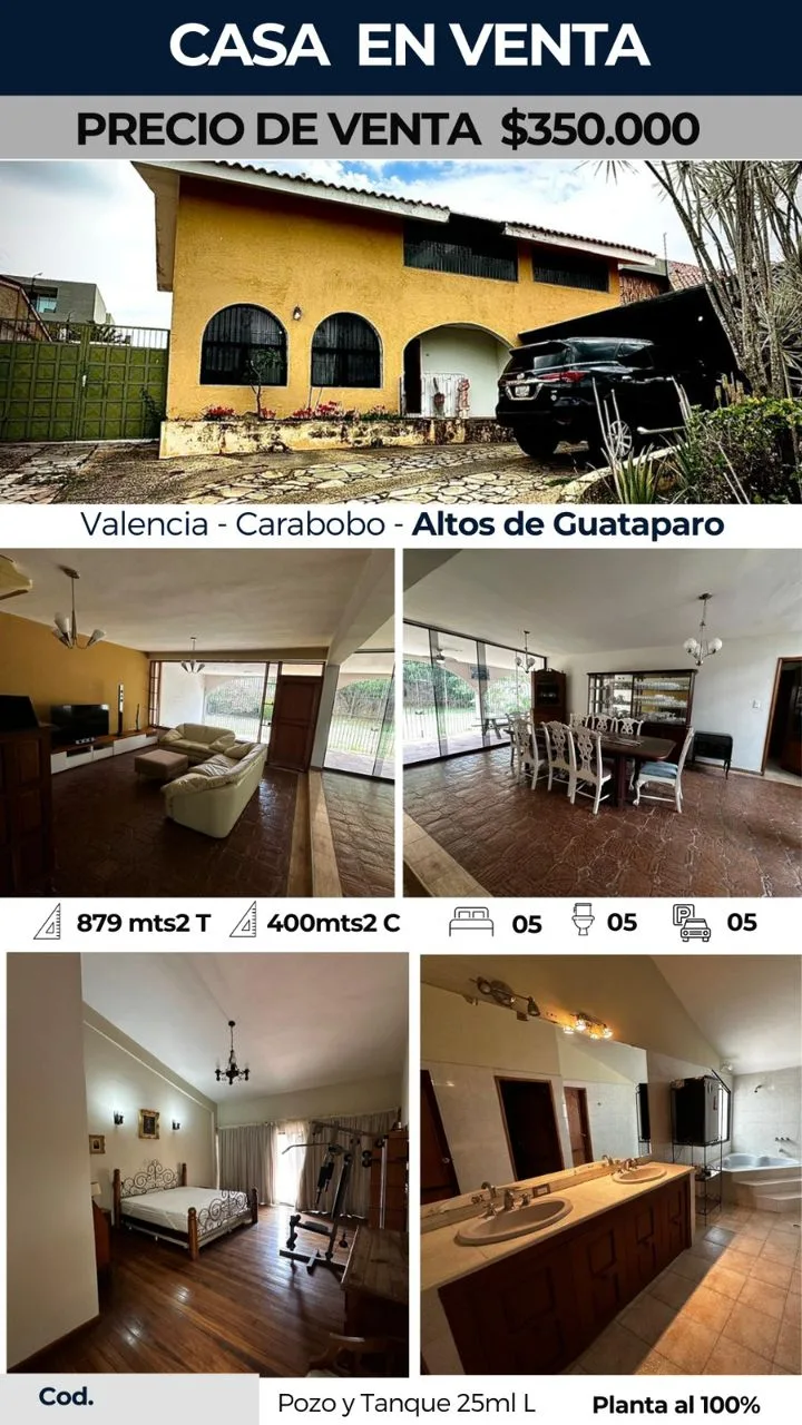 Casa en Venta en Altos de Guataparo — 5 hab 400m² — USD 350,000