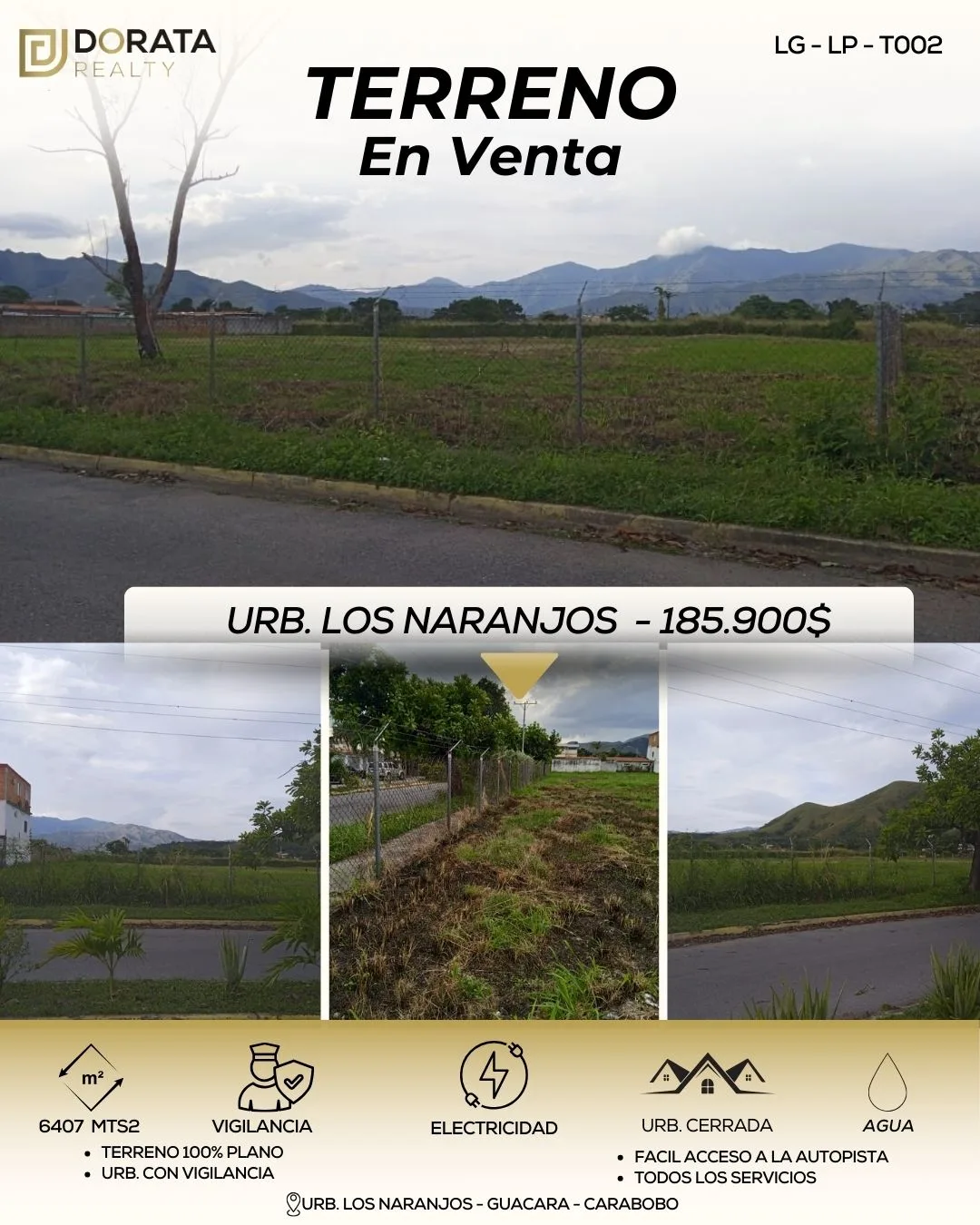 Terreno en Venta en Urb. Los Naranjos Guacara 6507m² — USD 185,900