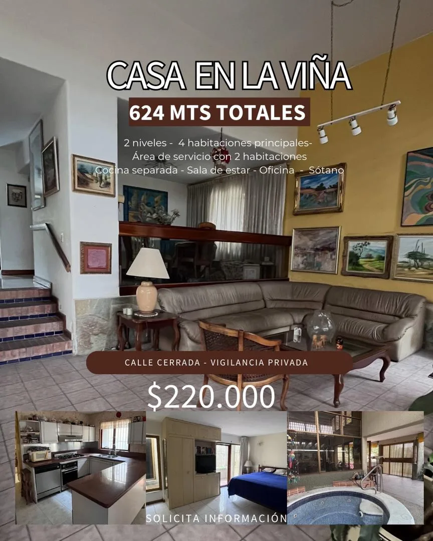 Casa en Venta en La Viña — 6 hab 624m² — USD 220,000