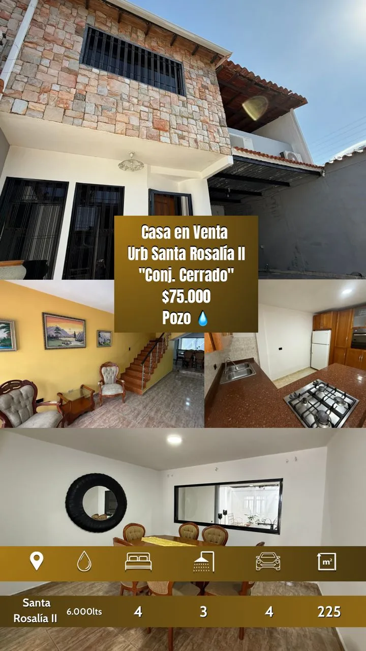 Casa en Venta en Santa Rosalía II - Cagua — 4 hab 225m² — USD 75,000
