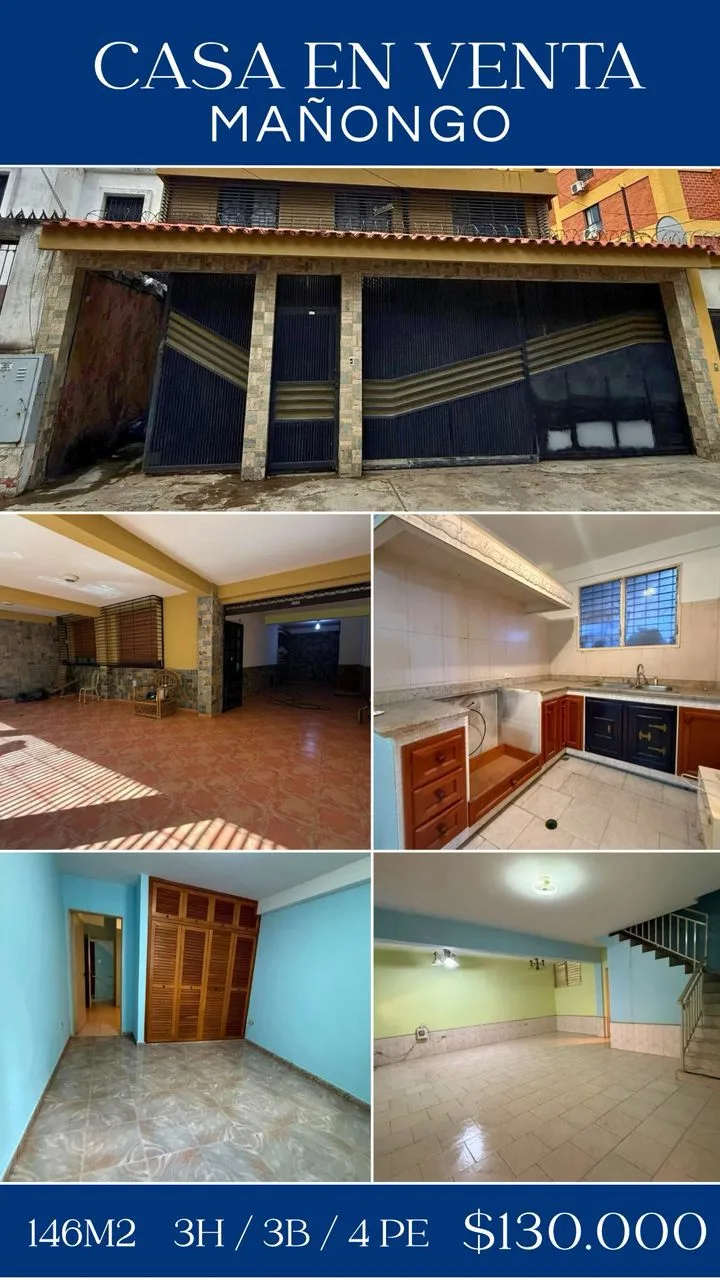 Casa en Venta en Urb Mañongo, Sector Palma Real — 3 hab 146m² — USD 130,000
