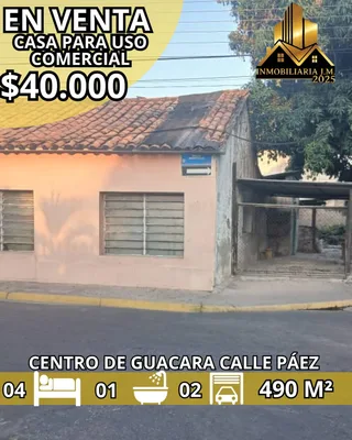 Casa en CENTRO DE GUACARA-CALLE MONTILLA CON PÁEZ