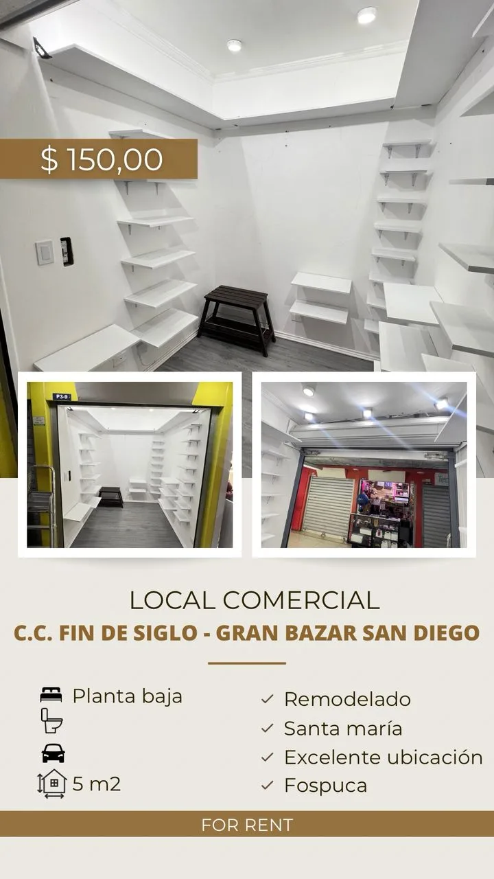 Local en Alquiler en C.C. FIN DE SIGLO - GRAN BAZAR SAN DIEGO 5m² — USD 150