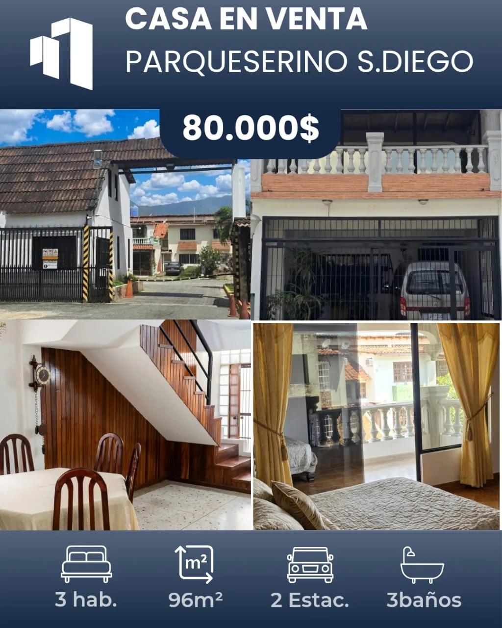 Casa en Venta en Parqueserino SD — 3 hab 96m² — USD 80,000