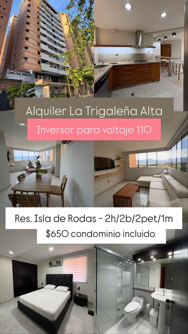 Apartamento en Alquiler en Res. Isla de Rodas, La Trigaleña Alta — 2 hab 86m² — USD 650