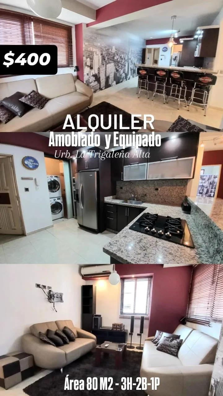 Apartamento en Alquiler en Trigaleña Alta — 3 hab 87m² — USD 400