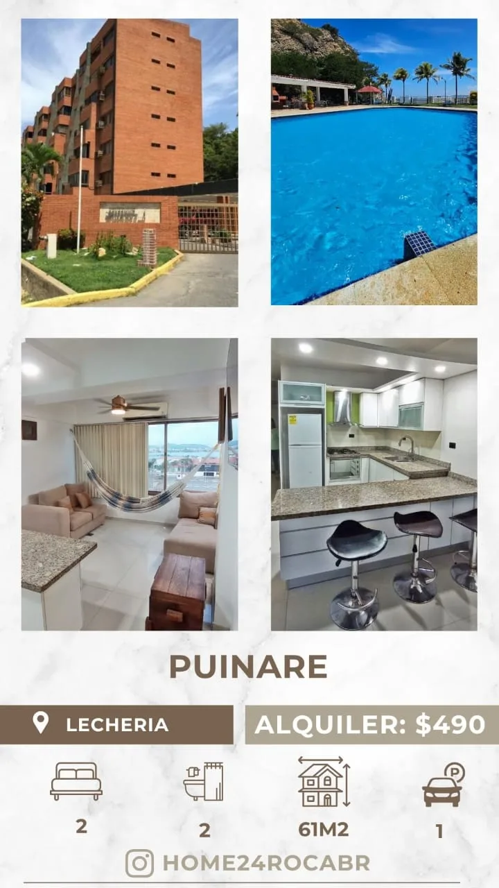 Apartamento en Alquiler en Puinare, Lecheria — 2 hab 61m² — USD 490