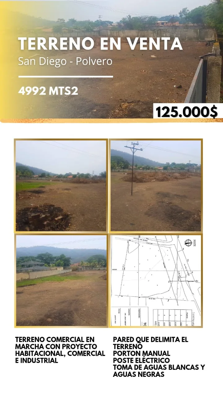 Terreno en Venta en Sector El Polvero, San Diego 4992m² — USD 125,000