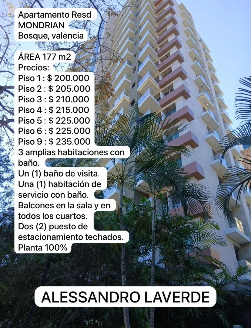 Apartamento en Venta en Bosque, Valencia — 4 hab 177m² — USD 200,000