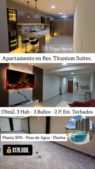 Apartamento en Res. Titanium Suites, Urb. Piedras Pintadas, Trigal Norte