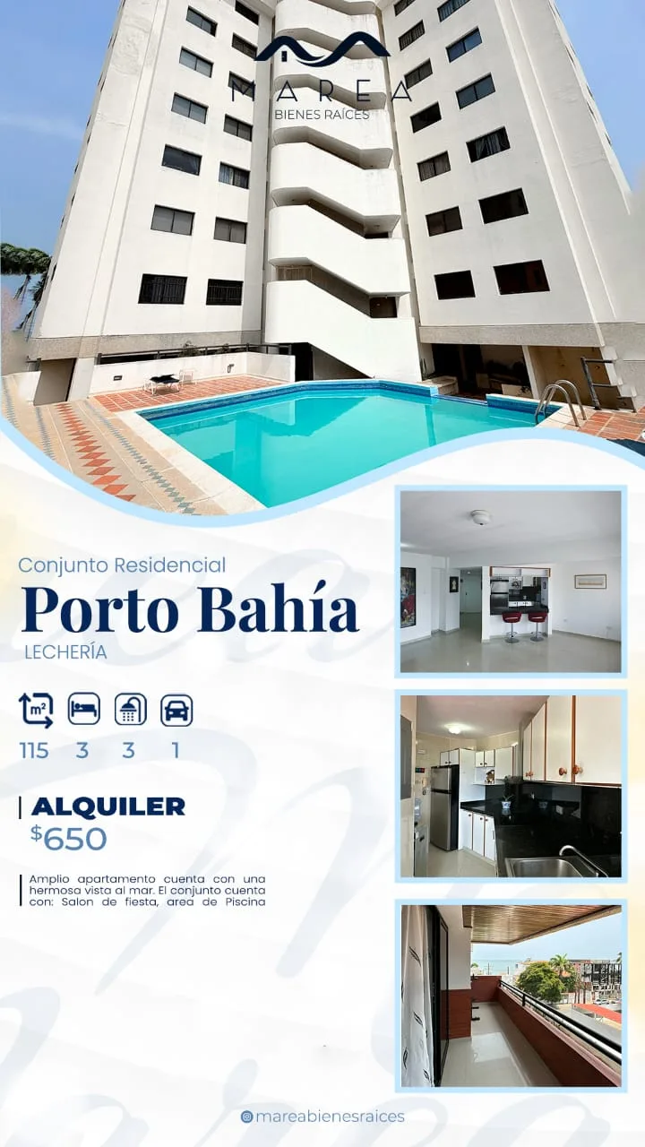 Apartamento en Alquiler en C.R Porto Bahía, Lecheria — 3 hab 115m² — USD 650