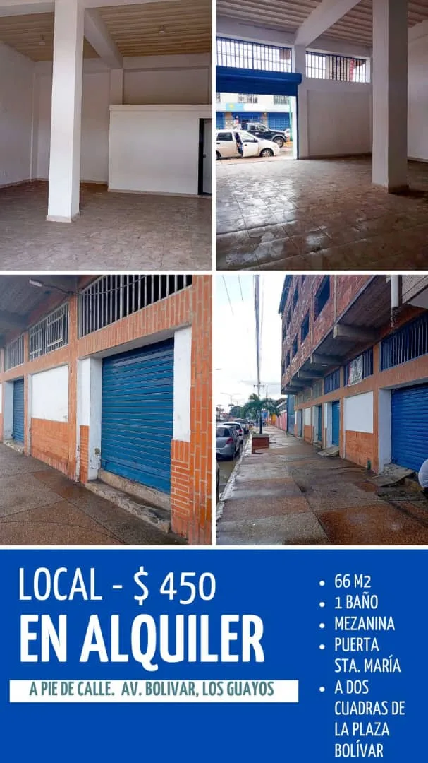 Local en Alquiler en A pie de calle. Av. Bolívar, Los Guayos 66m² — USD 450