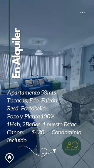 Apartamento en Tucacas, Edo. Falcón, Resd. Portobello