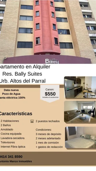Apartamento en Urb El Parral, Res. BALLY SUITE