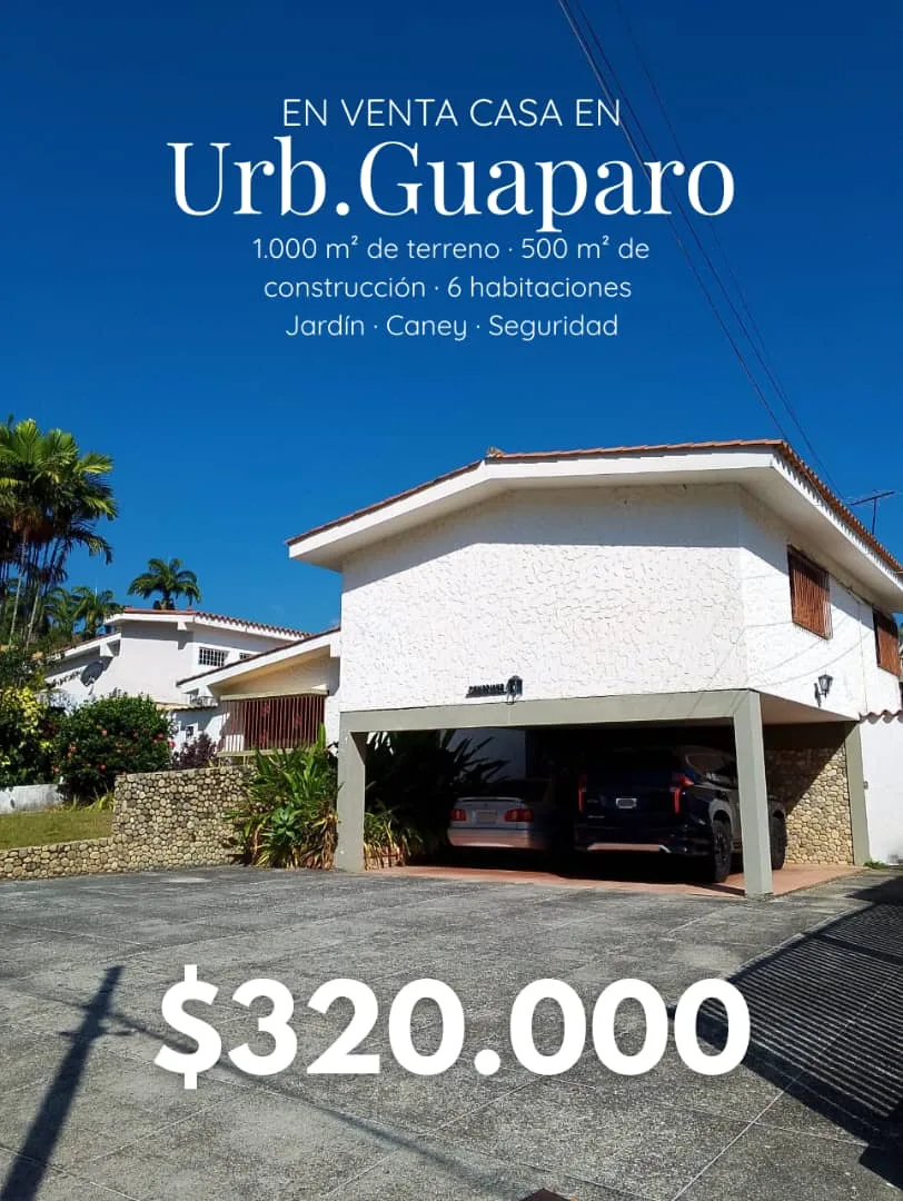 Casa en Venta en Urb Guaparo — 6 hab 500m² — USD 320,000