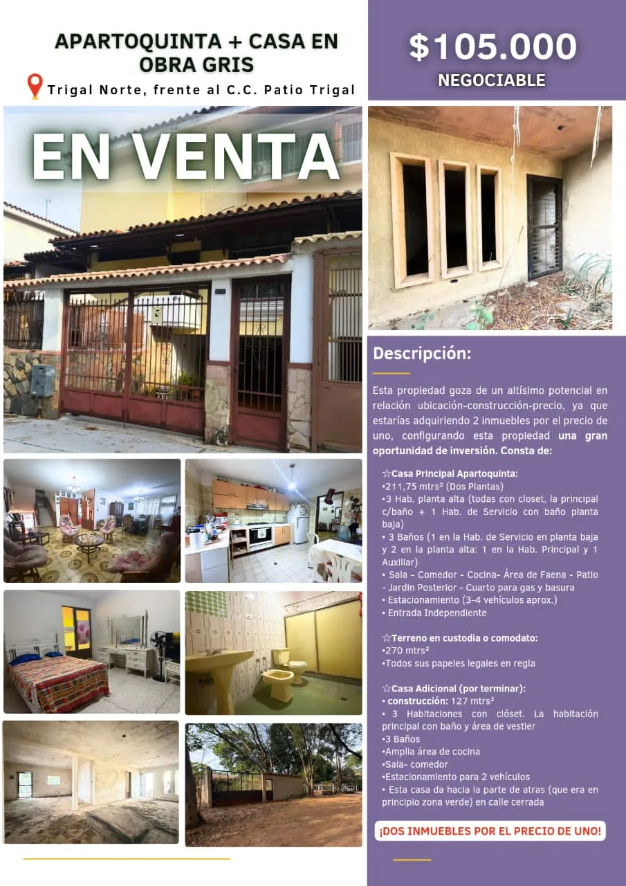 Casa en Venta en Trigal Norte, frente al C.C. Patio Trigal 211m² — Precio a consultar