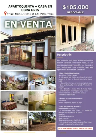 Casa en Trigal Norte, frente al C.C. Patio Trigal