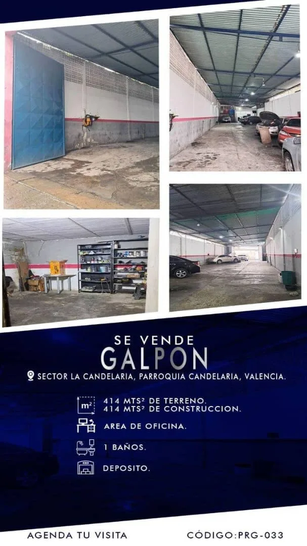 Galpón en Venta en La candelaria, Valencia 414m² — USD 73,000