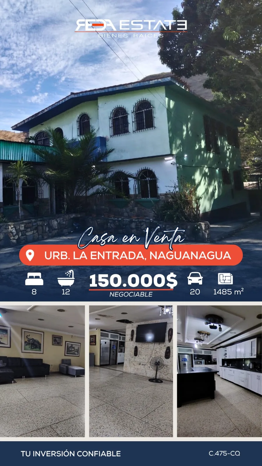 Casa en Venta en Urb. La Entrada, Naguanagua — 8 hab 1485m² — USD 150,000