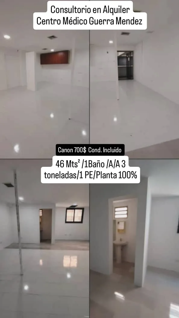 Oficina en Alquiler en Centro Médico Guerra Mendez 46m² — USD 700