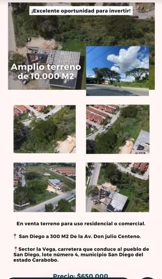 Terreno en San Diego, Sector La Vega