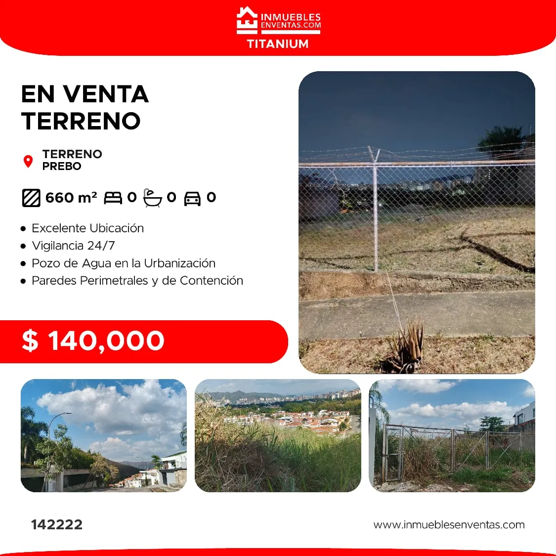 Terreno en Venta en Prebo 3 en Prebo - Valencia Edo. Carabobo 660m² — USD 140,000