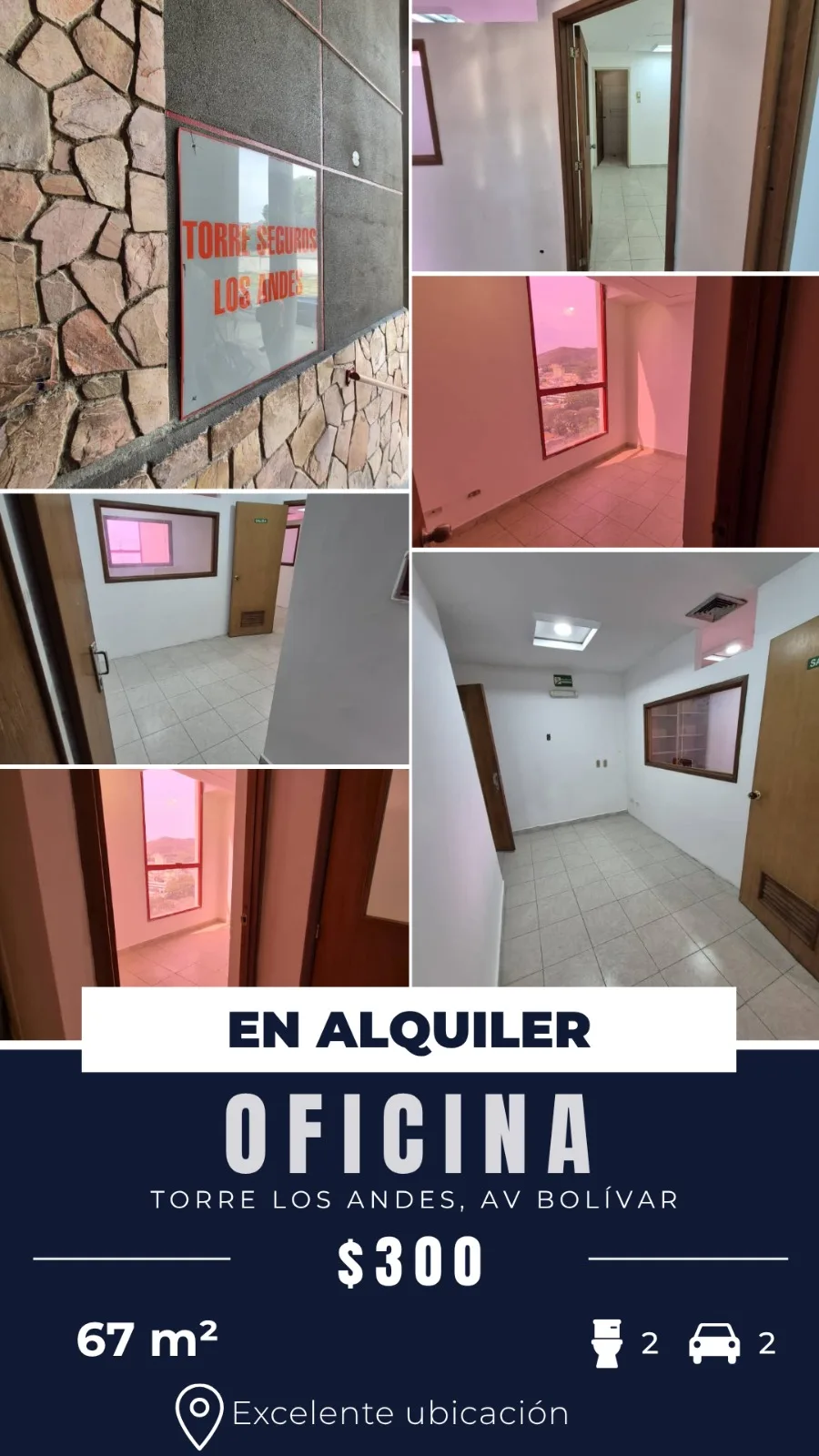 Oficina en Alquiler en URB SAN JOSE TORRE SEGUROS LOS ANDES 67m² — USD 300
