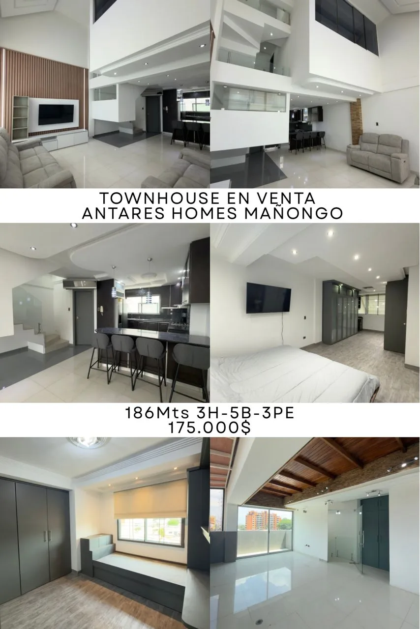 Townhouse en Venta en Res Antares Homes, Mañongo Naguanagua — 3 hab 186m² — USD 175,000