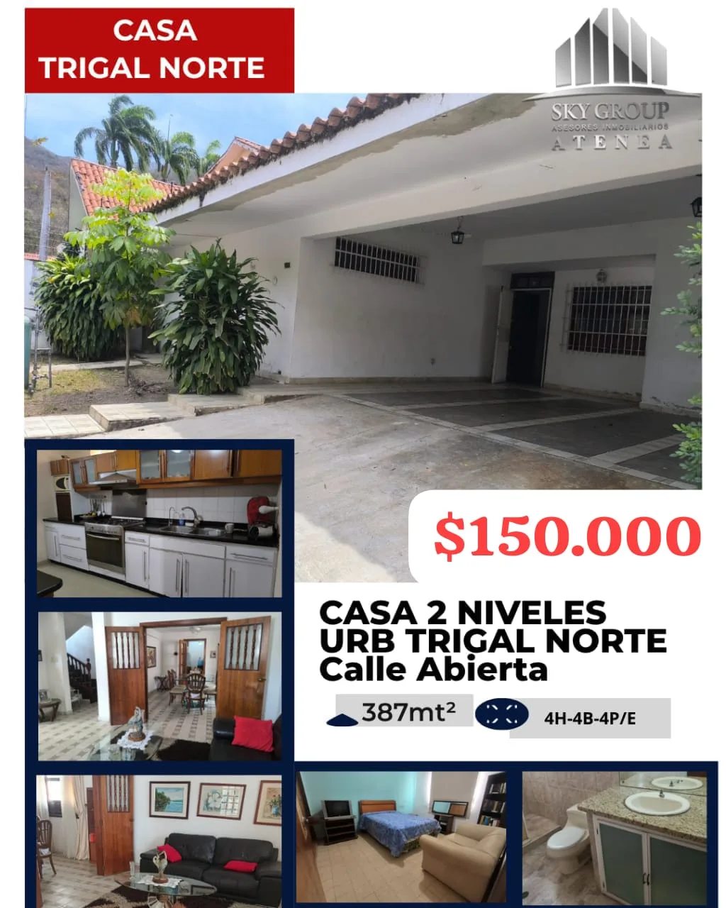 Casa en Venta en Trigal Norte, Valencia (Frente al CC Patio Trigal) — 4 hab 230m² — USD 150,000