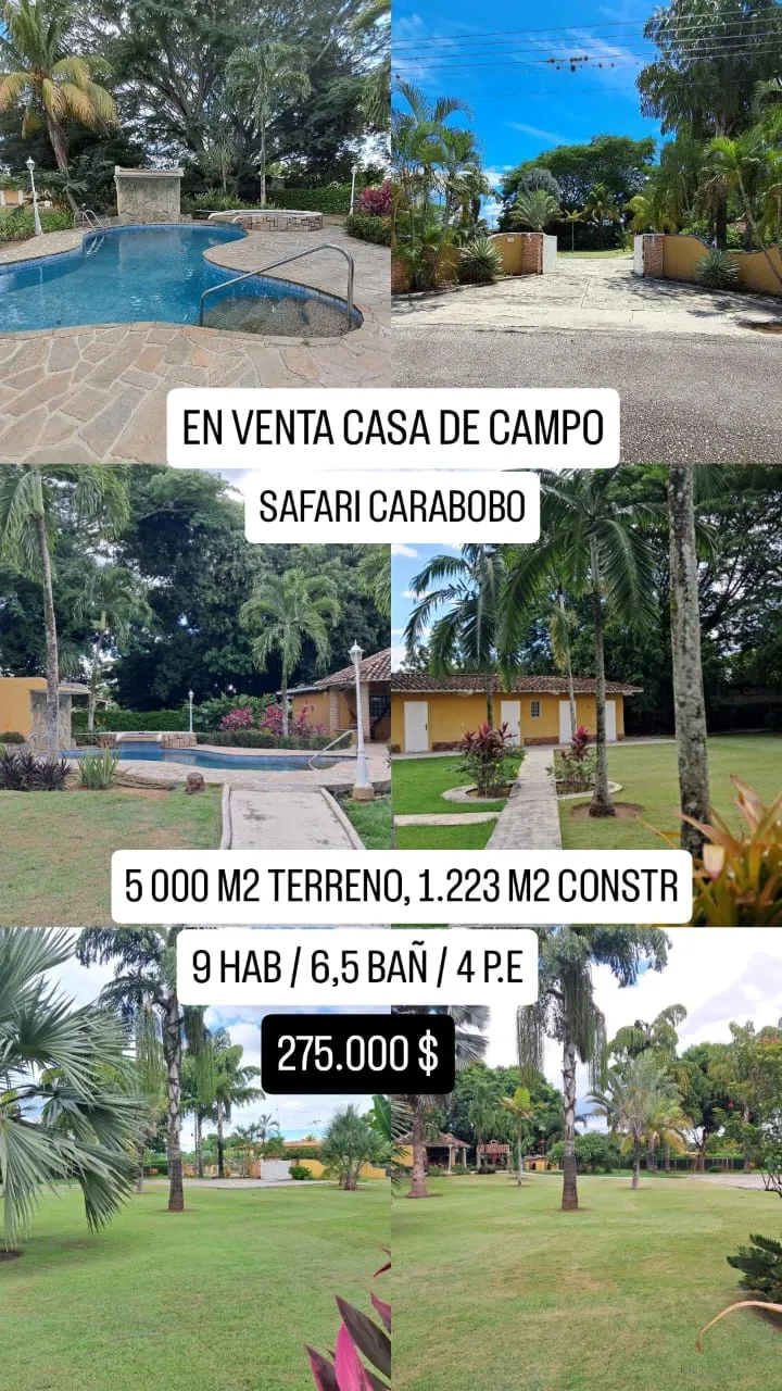 Casa en Venta en Safari Carabobo, Sector Agua Miel — 9 hab 1222m² — USD 275,000