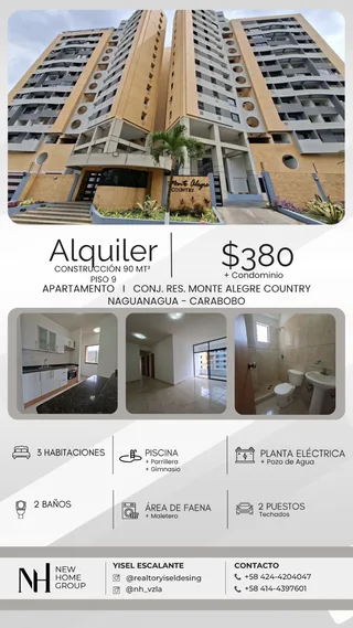 Apartamento en Res. Monte Alegre Country, Sector Tazajal, Naguanagua Edo. Carabobo