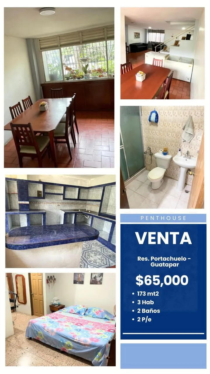 Penthouse en Venta en Res. Portachuelo - Guatapar — 3 hab 173m² — USD 63,000