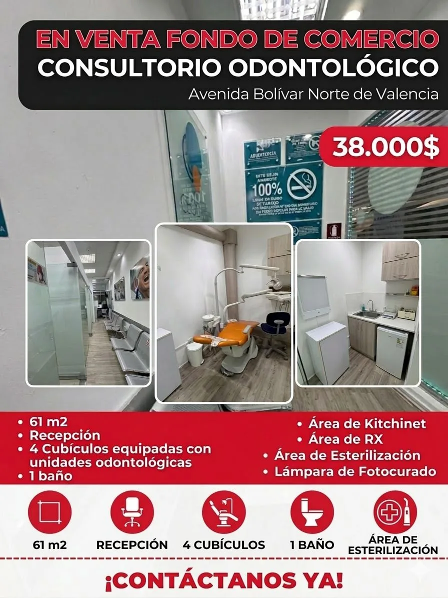 Oficina en Venta en Avenida Bolivar Norte, Valencia — 4 hab 61m² — USD 38,000