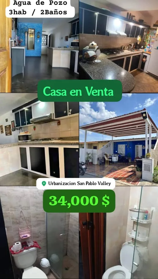 Casa en Venta en URB. SAN PABLO VALLEY Tocuyito EDO CARABOBO — 3 hab — USD 34,000