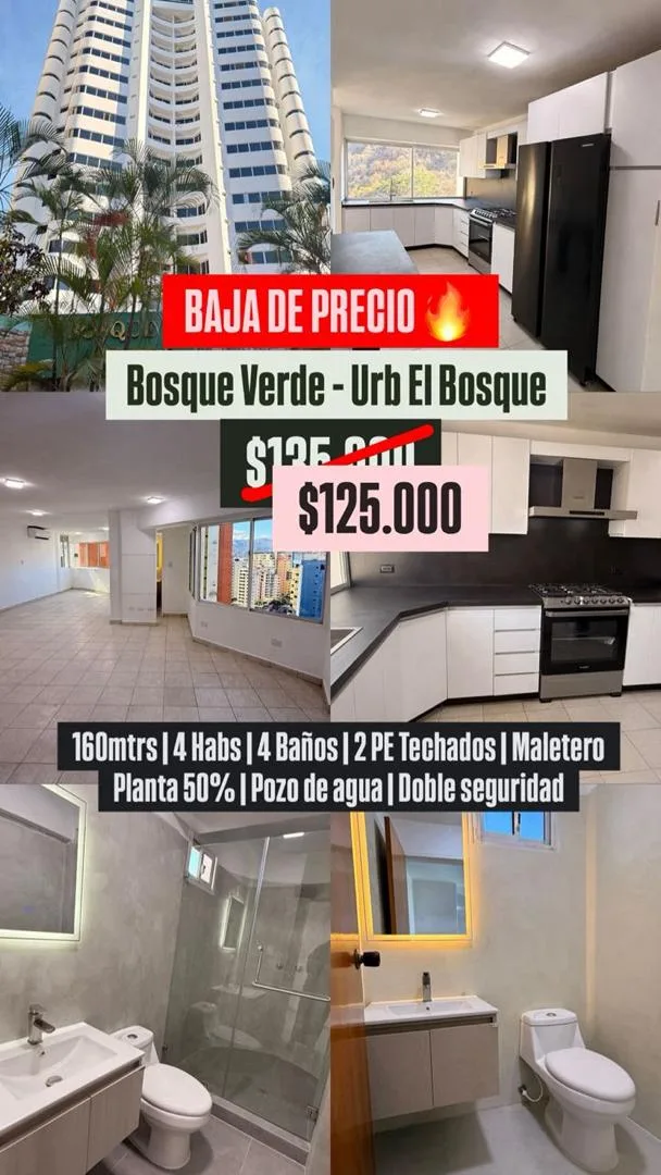 Apartamento en Venta en Resd Bosque Verde, El Bosque — 3 hab 160m² — USD 125,000